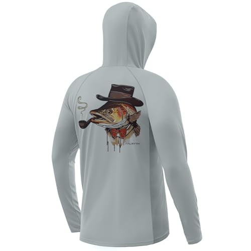 Palmyth Fishing Hoodie for Men Long Sleeve Sun Protection UV UPF 50 ShirtsGrayBig TroutM - Image 1
