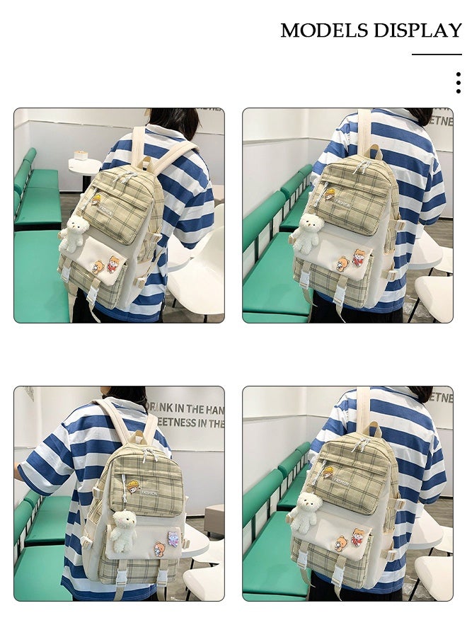 DUNISO 5PCS Kids School Backpack Set Canvas Laptop School Bag Sets for Kids with Tote Bag,Shoulder Bag,Pencil Box,Small Bag ,Large-capacity Bookbag for Girls Boys Back to School Supplies - Image 3