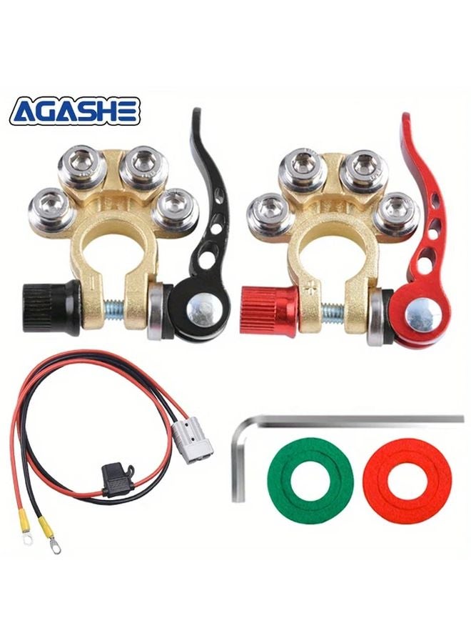 3 قطع موصلات طرف البطارية مع صمام أندرسون وملازم التحرير السريع رباعية الاتجاهات - Image 1