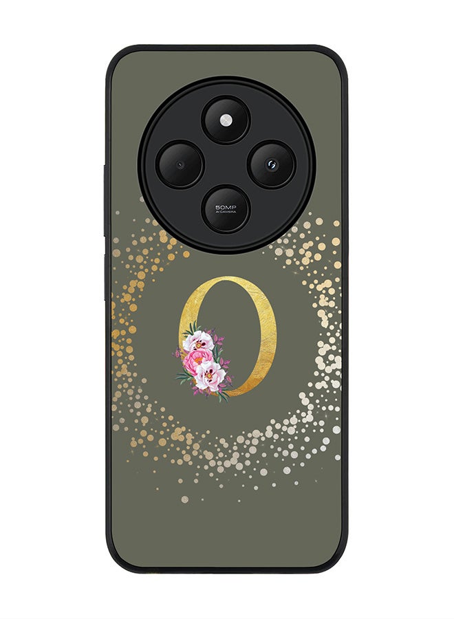 Stylizedd For Xiaomi Poco C75 / Xiaomi Redmi A4 Case,Slim fit Camera Protection, Shockproof Thin Phone cover - Custom Monogram Floral - O (Olive Green ) - Image 1