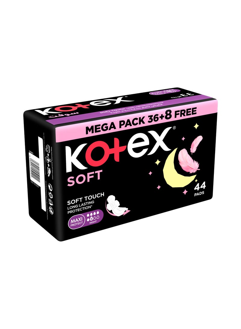 Kotex فوط صحية ماكسي ناعمة للحماية الليلية مع أجنحة - Image 2