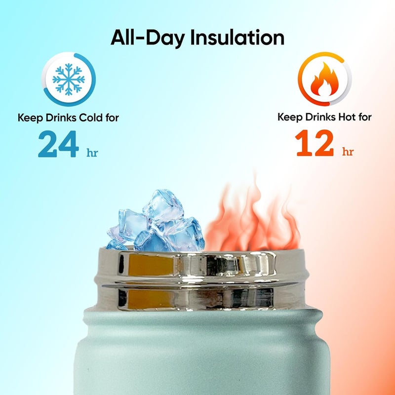 SOLARA Insulated Water Bottle 650ml, Hot Water Bottle, Thermosteel Water Bottle for Travel, Home, Office, School, Gym, Adults, Water Bottle Hot and Cold, Sipper Bottle, Aqua - Image 3