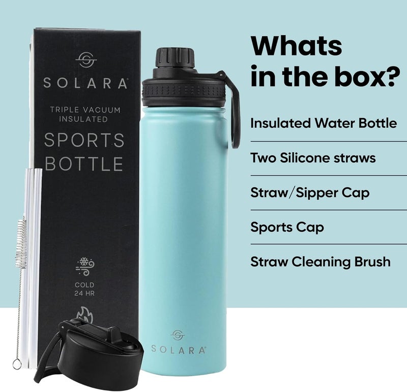 SOLARA Insulated Water Bottle 650ml, Hot Water Bottle, Thermosteel Water Bottle for Travel, Home, Office, School, Gym, Adults, Water Bottle Hot and Cold, Sipper Bottle, Aqua - Image 5