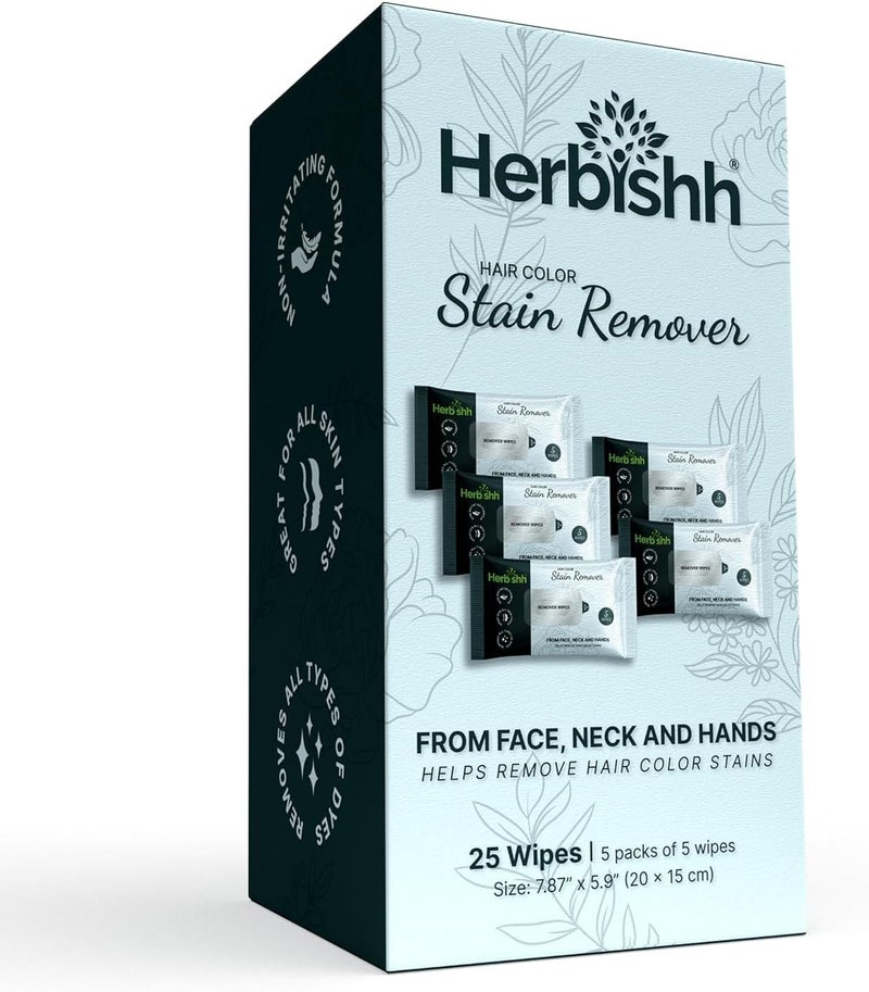 Herbishh Hair Color Stain Remover Wipes - 25 Wipes Travel Pack - Image 1
