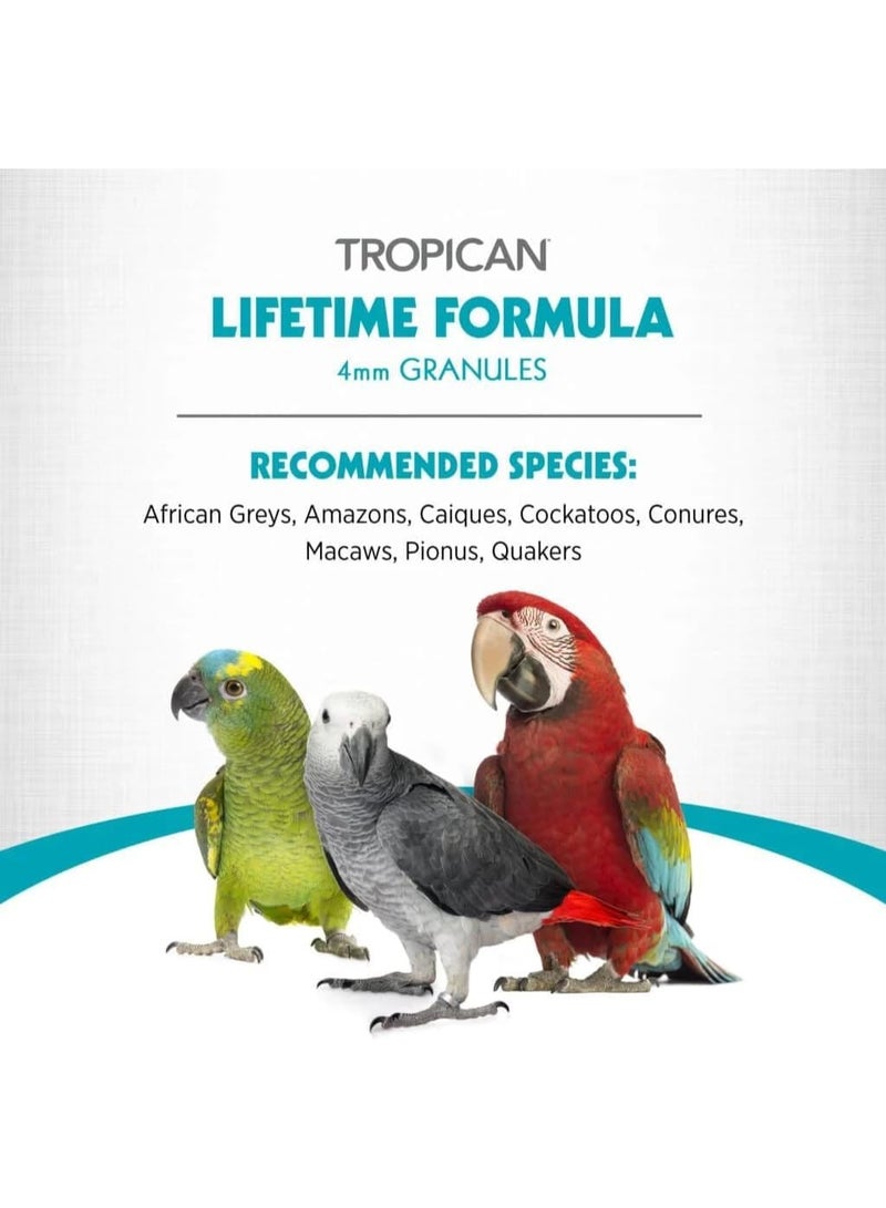 HAGEN Tropican Bird Food, Hagen Parrot Food with Peanuts & Sunflower Seeds, Maintenance Parrot Granules, Lifetime Formula, 1.8 lb Bag - Image 3