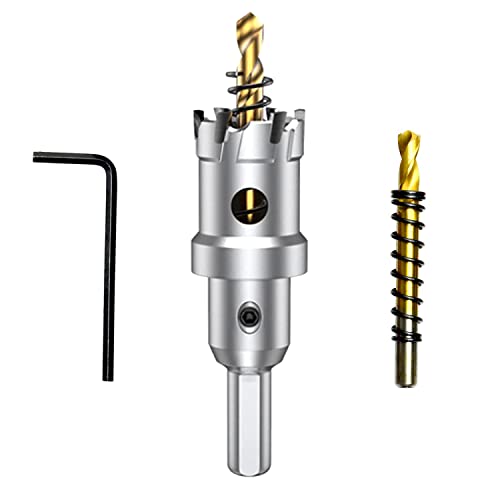 ASNOMY Tungsten Carbide Tipped Hole Saw Drill Bit for Hard Metal, 1 Inch T.C.T Hole Saw Cutter with 2pcs Titanium-Plated Pilot Drill bit for Metal, Steel, Iron, Wood, Plastic - Image 1