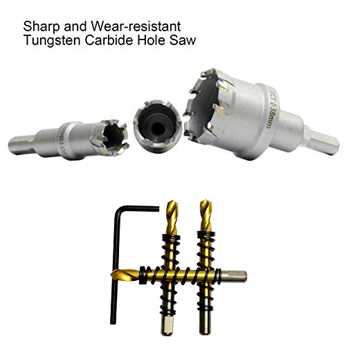 ASNOMY Tungsten Carbide Tipped Hole Saw Drill Bit for Hard Metal, 1 Inch T.C.T Hole Saw Cutter with 2pcs Titanium-Plated Pilot Drill bit for Metal, Steel, Iron, Wood, Plastic - Image 5