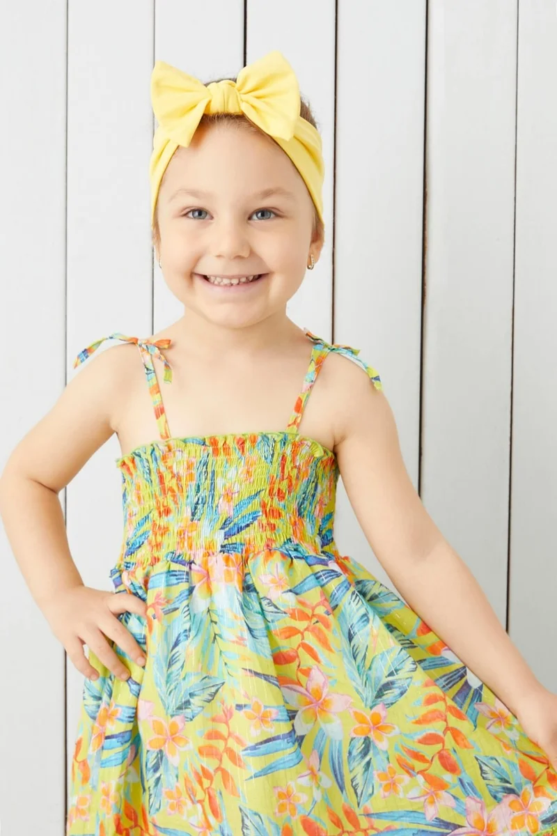 بيبيجيز Vivid Yellow Handmade Soft Bow Tied Natural Cotton Combed Cotton Baby Kids Girls Bandana Best Of Series