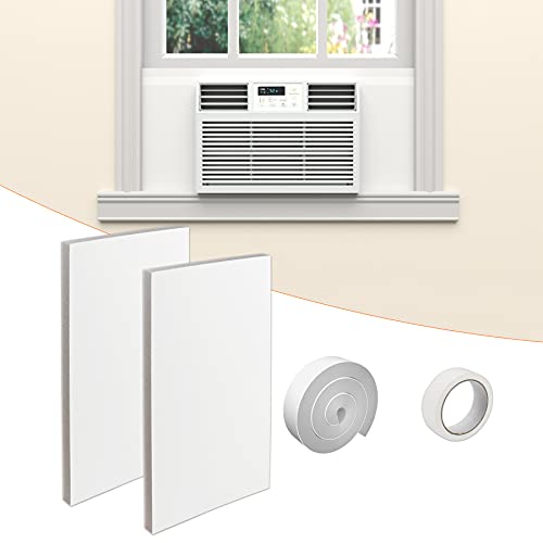GCGOODS Window Air Conditioner Insulated Foam Panels, Winter Surround Insulation Side Panel with Top Seal Strip for Window AC Unit Indoor, White - Image 1