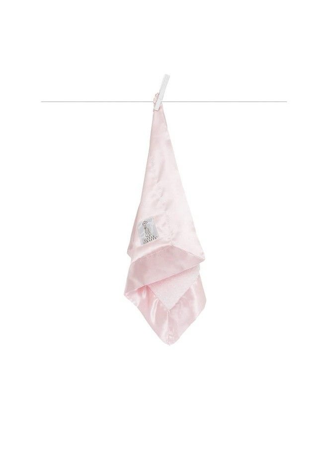 Little Giraffe - Chenille Satin Blanky 14" X 14" Pink - Image 1