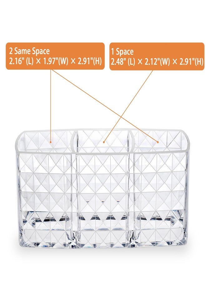 MOSIKER Makeup Brush Holder for Vanity,Acrylic Clear Small Compact Nail Hair Lip Liner Brush Pen Organizer with 3 Slots - Image 3