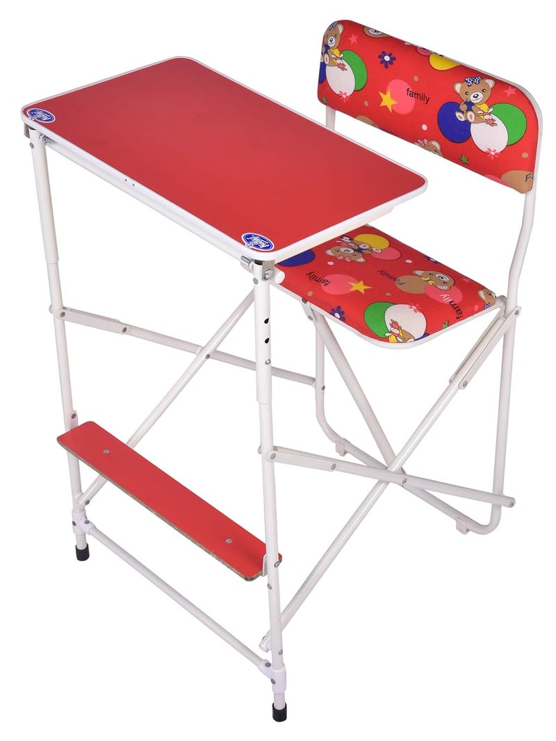 Natraj INFANTO Children Educational Desk Adjustable 3 Position Tabletop Large Size Folding Storage Drawer Ideal for Ages 38 Years Red - Image 1