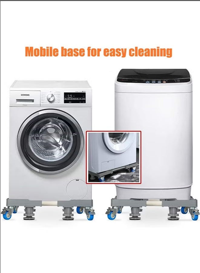 Washing Machine Base Stand, Double Tube Washing Machine Base Hold Up to 300 KG, Adjustable mobile base with 4 Locking Wheels 8 Adjustable Strong Feet for Washing Machine Dryer Refrigerator - Image 5