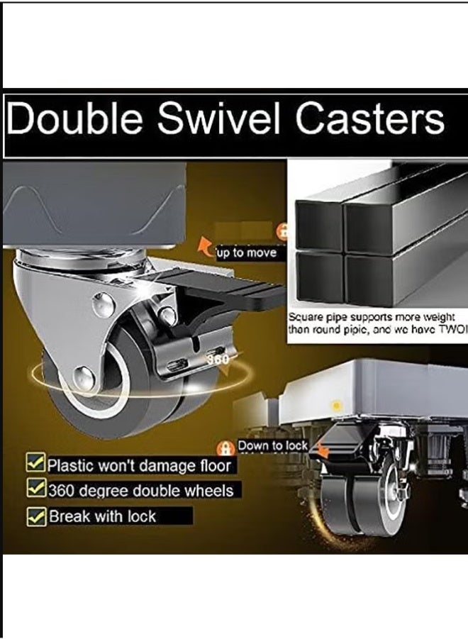 Washing Machine Base Stand, Double Tube Washing Machine Base Hold Up to 300 KG, Adjustable mobile base with 4 Locking Wheels 8 Adjustable Strong Feet for Washing Machine Dryer Refrigerator - Image 3