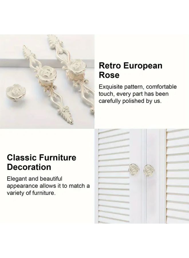 6 Pieces Ivory White Zinc Alloy Cabinet Door Handles Drawer Knobs Vintage Design - Image 5