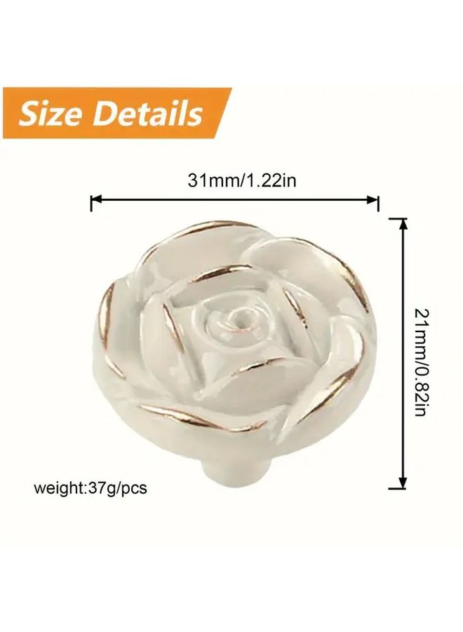 6 Pieces Ivory White Zinc Alloy Cabinet Door Handles Drawer Knobs Vintage Design - Image 2