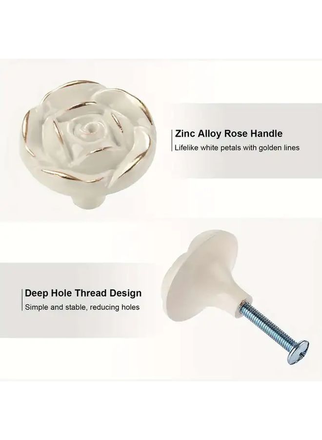 6 Pieces Ivory White Zinc Alloy Cabinet Door Handles Drawer Knobs Vintage Design - Image 3