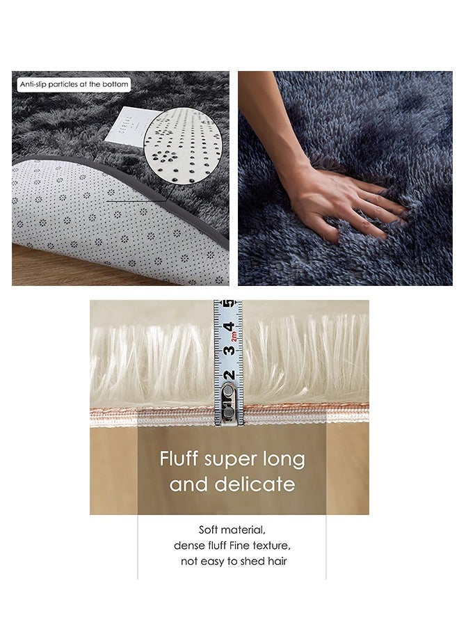 MLADEN Round Fluffy Rug for Bedroom 120cm Circle Light Grey Rug for Kids Room Plush Fuzzy Rug for Teen's Room, Circular Rug for Nursery Room Modern Furry Carpet Cute Room Decor for Baby(120x120Cm)  - Image 4