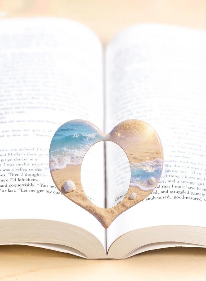 VAIIEYO حامل صفحات كتاب على شكل قلب، حامل صفحات كتاب للإبهام، ملحق للقراءة، حوامل صفحات كتب أكريليك ناعمة وخفيفة الوزن للطلاب والمعلمين ومحبي الكتب والأدباء وعشاق القراءة، هدية مثالية (للشاطئ) - Image 1