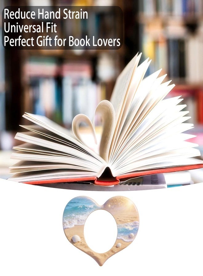 VAIIEYO حامل صفحات كتاب على شكل قلب، حامل صفحات كتاب للإبهام، ملحق للقراءة، حوامل صفحات كتب أكريليك ناعمة وخفيفة الوزن للطلاب والمعلمين ومحبي الكتب والأدباء وعشاق القراءة، هدية مثالية (للشاطئ) - Image 3