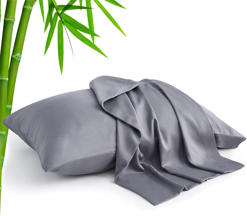 BEDELITE Anti slip Pillow Cases Standard Size Set of 2, Rayon Derived from Bamboo, Cooling Pillow Cases for Hot Sleepers & Night Sweats, Breathable and Silky Soft Envelope Pillowcases(Grey, 20"x26") Market mainstream color picks - Image 1