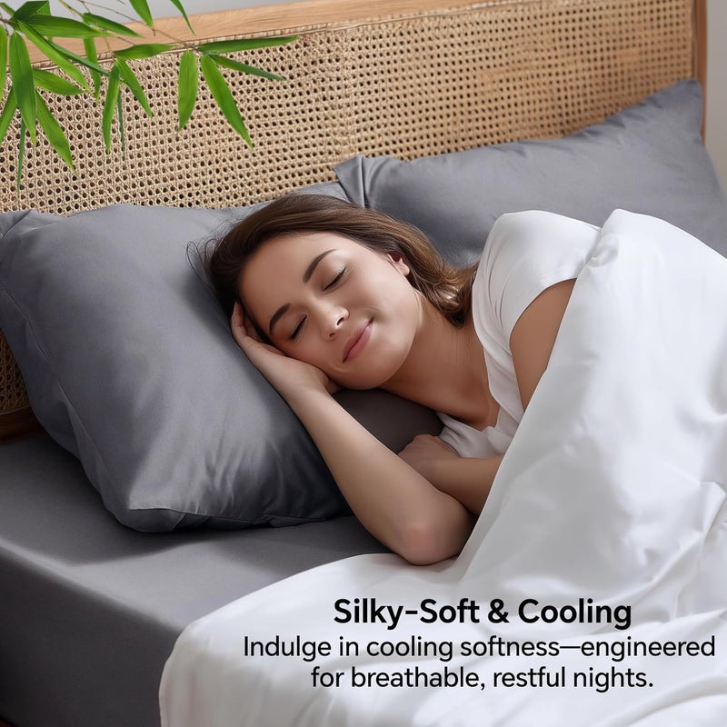 BEDELITE Anti slip Pillow Cases Standard Size Set of 2, Rayon Derived from Bamboo, Cooling Pillow Cases for Hot Sleepers & Night Sweats, Breathable and Silky Soft Envelope Pillowcases(Grey, 20"x26") Market mainstream color picks - Image 4