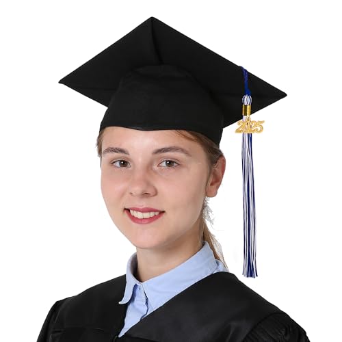 GraduationMall Double Color Graduation Tassel with 2025 Year Charm 9" Royal/White - Image 4