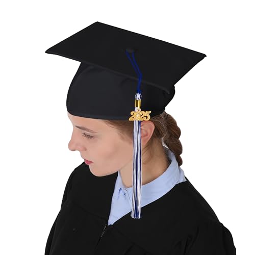 GraduationMall Double Color Graduation Tassel with 2025 Year Charm 9" Royal/White - Image 5
