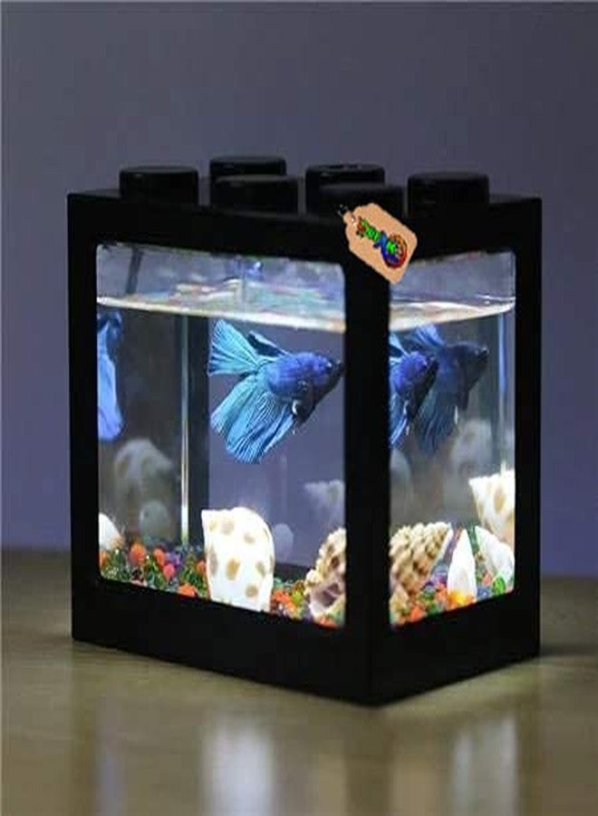 DreamAuro Mini Betta Small Fish Tank Aquarium Lego Block (12cm X 7.5 cm x 10.5 cm) (Pack of 1) - Image 1