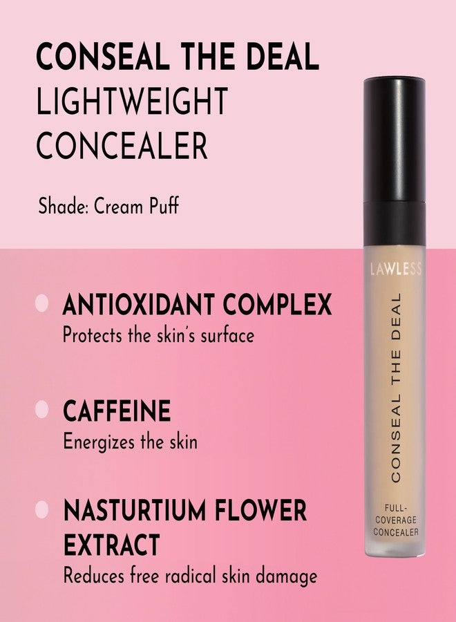 LAWLESS Conseal The Deal Lightweight Longwear Everyday Concealer - Cream Puff - with Antioxidants and Caffeine to Reduce Dark Circles and Puffiness. Long-Wearing, Self-Setting, Silicone-Free - 5 ml - Image 2
