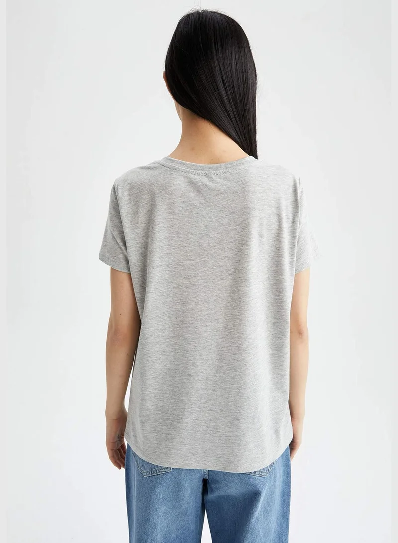 DeFacto Regular Fit Short Sleeve Owl Print T-Shirt