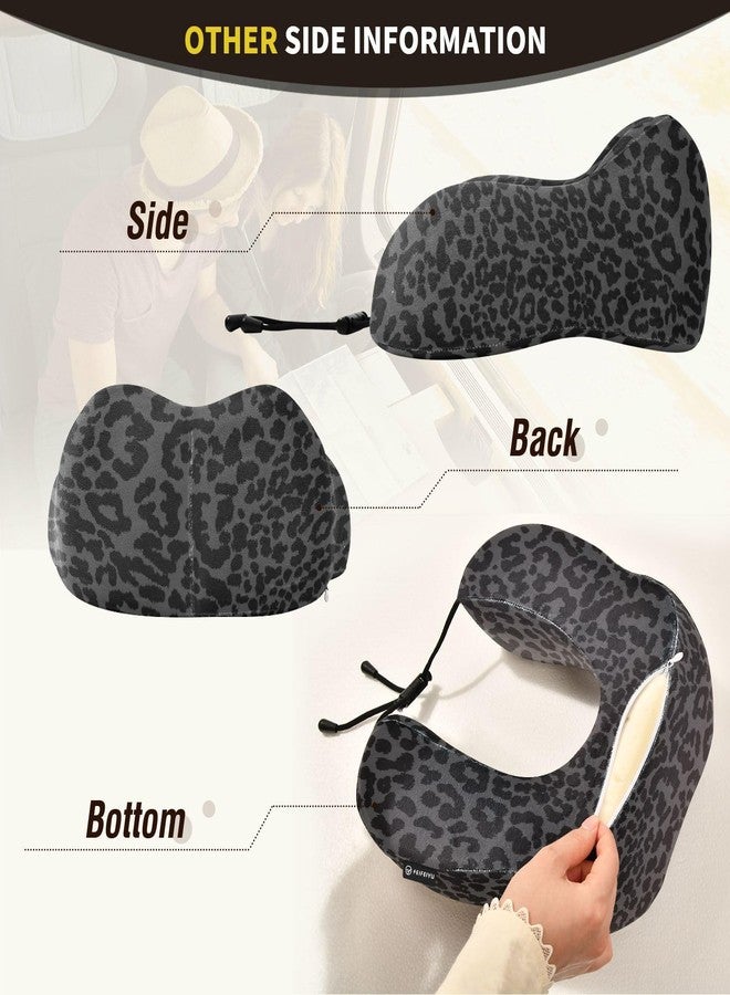 ZOEO Travel Pillow for Neck Head, Dark Gray Leopard Cheetah Print Memory Foam Padding Sleeping Airplane Trains Cars Camping Office - Image 5