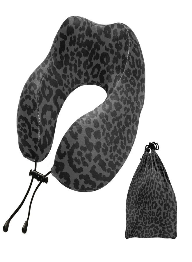 ZOEO Travel Pillow for Neck Head, Dark Gray Leopard Cheetah Print Memory Foam Padding Sleeping Airplane Trains Cars Camping Office - Image 1