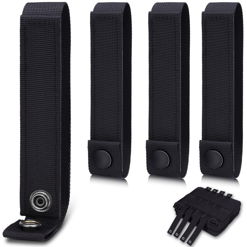 ManTangSun 6 Inch Molle Straps with Snaps, 4 Pack Nylon Molle Webbing Straps, Tactical Strap Connectors for Backpack and Outdoor Bag - Black - Image 1