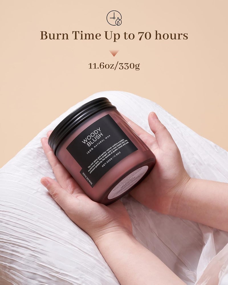 M&SENSE Rose Oudwood Scented Candle, Natural Soy Wax Jar Candle, 11.6oz 70 Hours Long Lasting Slow Burn Candles, 2 Wick Relaxing Aromatherapy Candle for Home Decor, Fall Candle Gift for Family Friends - Image 4