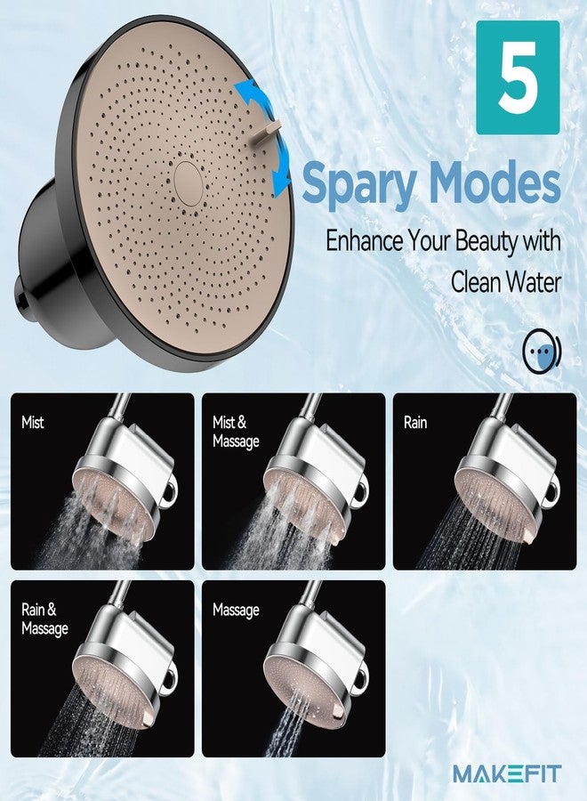 MakeFit Filtered Shower Head - 5 Settings High Pressure Rain Shower Head for Hard Water Softener - Easy Install & Replace - Bathroom Showerhead to Remove Chlorine & Heavy Metals (Matte Black) - Image 4