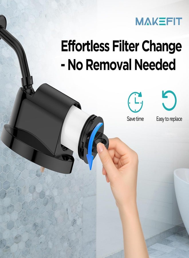 MakeFit Filtered Shower Head - 5 Settings High Pressure Rain Shower Head for Hard Water Softener - Easy Install & Replace - Bathroom Showerhead to Remove Chlorine & Heavy Metals (Matte Black) - Image 3