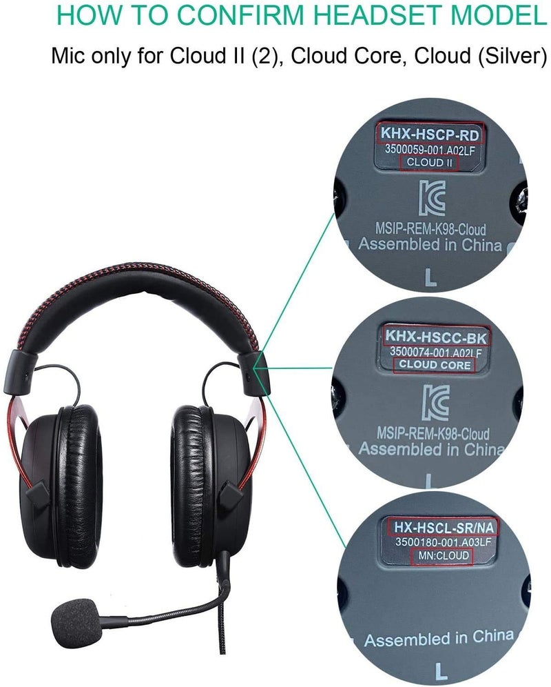 Smays Replacement Microphone for Hyper X Cloud II, Cloud X, Cloud Core, Cloud Pro, and Kingston HyperX Cloud Silver Gaming Headsets - 3.5mm Boom Mic, 2-Pack - Image 4