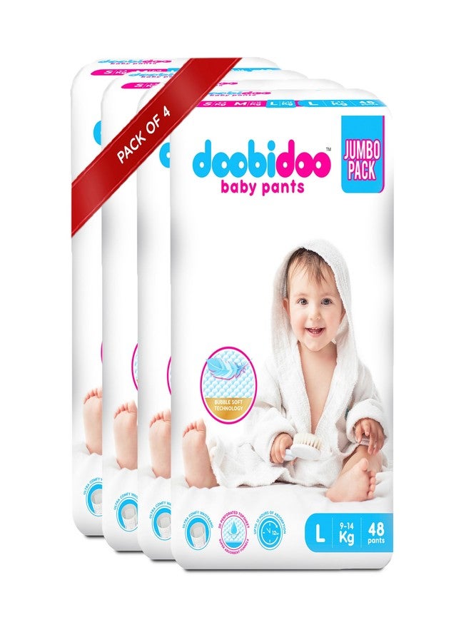 Doobidoo Premium Baby Diaper Pants L Size (28 Count) | Cushiony Cotton | Bubble Soft Topsheet | Rash Free | Anti Leak | 12 Hours Absorption