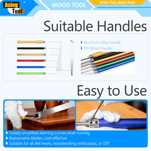 Asieg Tool Swan Hollower 10 Inches Wood Turning Tool Carbide Tipped Lathe Chisel Tool Bar with Ci3 12mm Round Carbide Insert Cutter for Wood Hobbyist or DIY or Carpenter, Handle not Include - Image 5