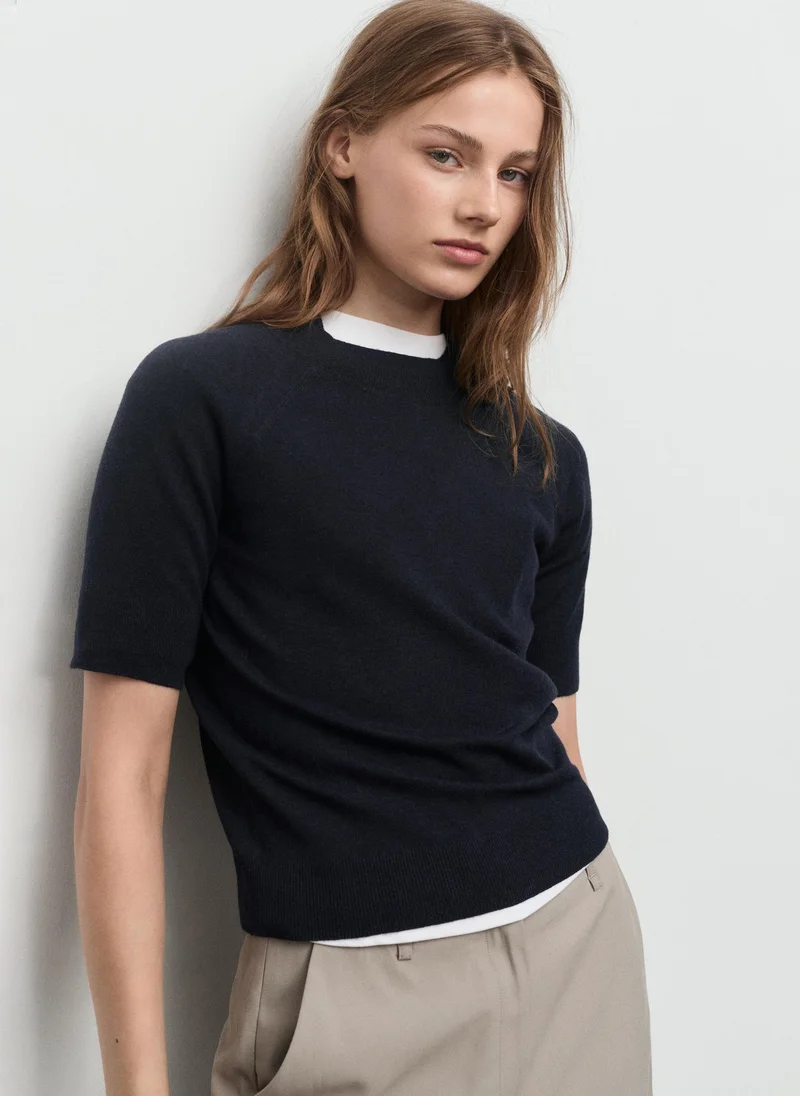 MANGO Short-sleeved wool-blend sweater