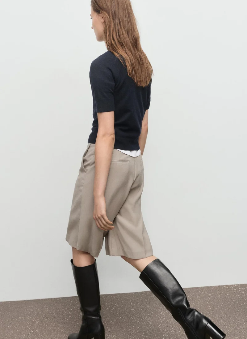 MANGO Short-sleeved wool-blend sweater