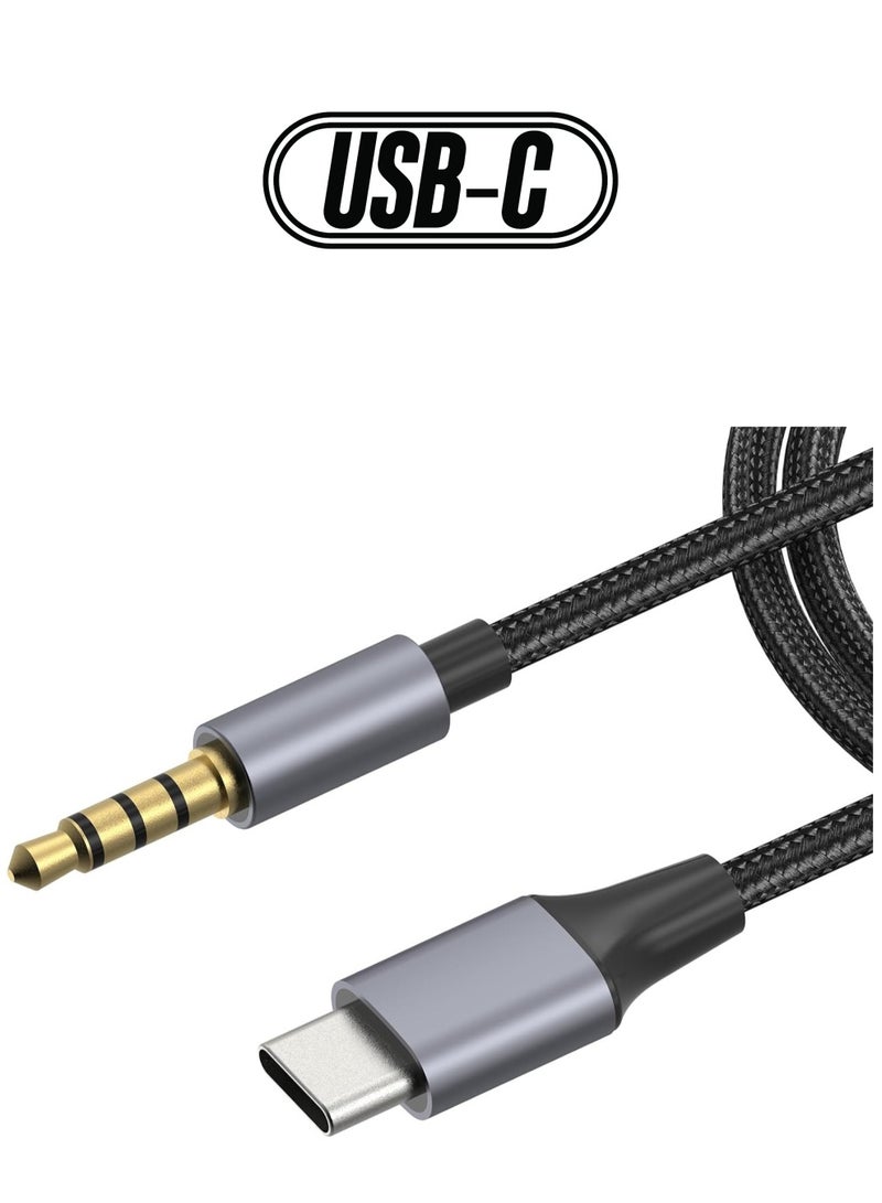 سلك توصيل USB C إلى سماعة الرأس 3.5 مم للسيارة، محول كبل الصوت من نوع C إلى مقبس AUX 3.5 مم متوافق مع Samsung Galaxy S24 S23 S22 S21 Note 20، Pixel 4 5 XL بطول 1 متر. - Image 1