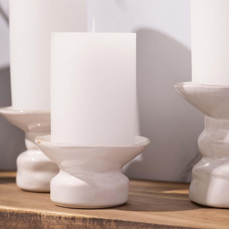 bask Mottled Pillar Candles - Unscented White Pillar Candles Set of 3 - Dripless, Smokeless for All Occasions - Image 5