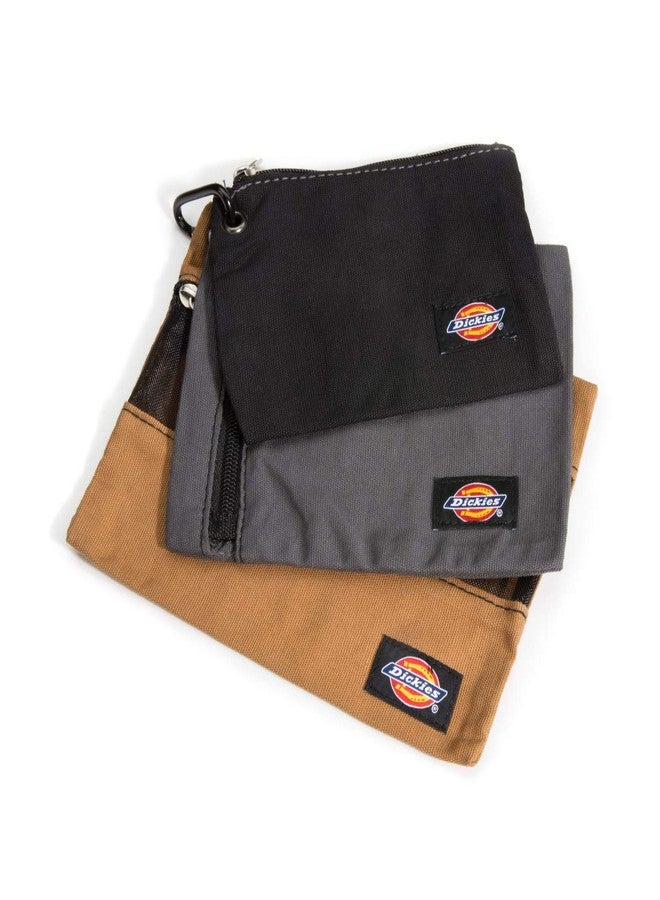 Dickies Set of 3 Small Canvas Utility Pouches, Zippered, for Organizing Small Tools and Fasteners, Grey/Tan/Black - Image 1