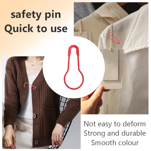 Ruidee 1000 pcs Metal Safety Pins Gourd Bulb Calabash Bead Needle Pin Clothing Tag Pin DIY Home Accessories (Red) - Image 4