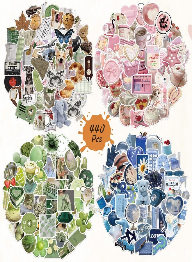 BOMICHI 440 Pcs Vintage Aesthetic Stickers for Scrapbooks Laptop Water Bottles Skateboard Notebooks Phone Kindle, Cute Vinyl Stickers for Kids Teens Adults Girls - Image 1
