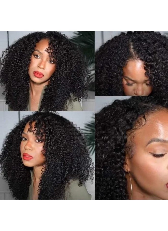 Nadula V Part Kinky Curly Wigs Human Hair No Leave Out Upgraded U Part Wigs For Women Affordable 4C Afro Curly Vpart Wigs Clip In Half Wig Beginner Friendly 150% Density Natural Color 18Inch  - Image 5