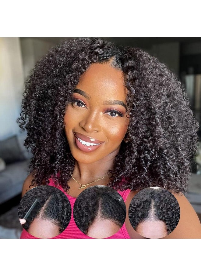 Nadula V Part Kinky Curly Wigs Human Hair No Leave Out Upgraded U Part Wigs For Women Affordable 4C Afro Curly Vpart Wigs Clip In Half Wig Beginner Friendly 150% Density Natural Color 18Inch  - Image 2