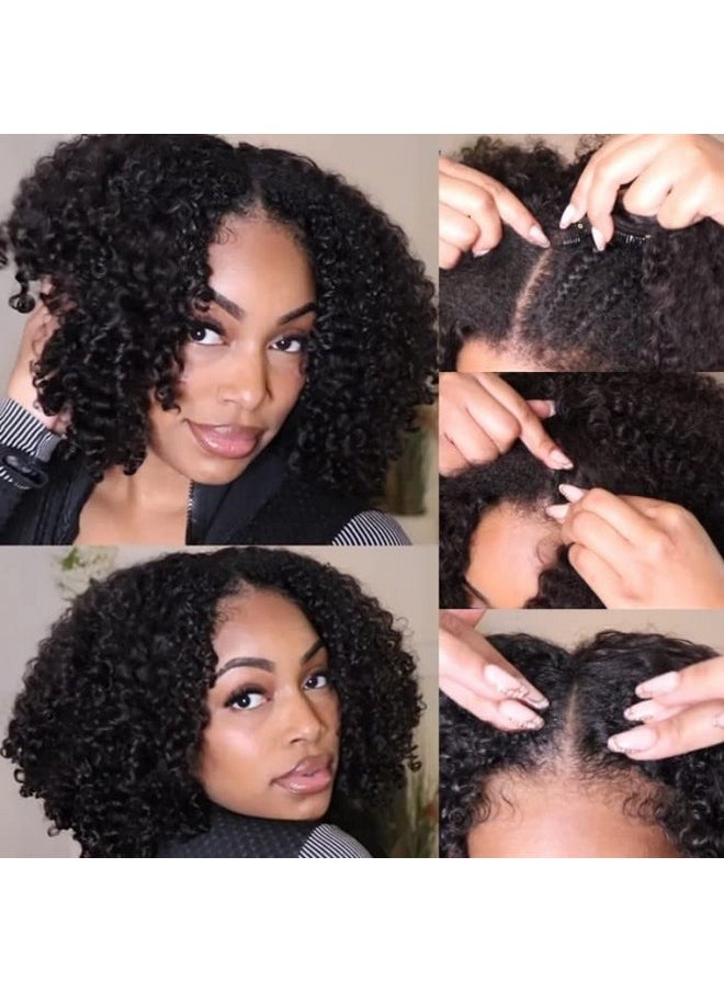 Nadula V Part Kinky Curly Wigs Human Hair No Leave Out Upgraded U Part Wigs For Women Affordable 4C Afro Curly Vpart Wigs Clip In Half Wig Beginner Friendly 150% Density Natural Color 18Inch  - Image 1
